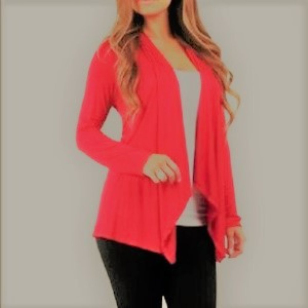 Draped Front Orange Cardigan trendy style Size M - Picture 1 of 6